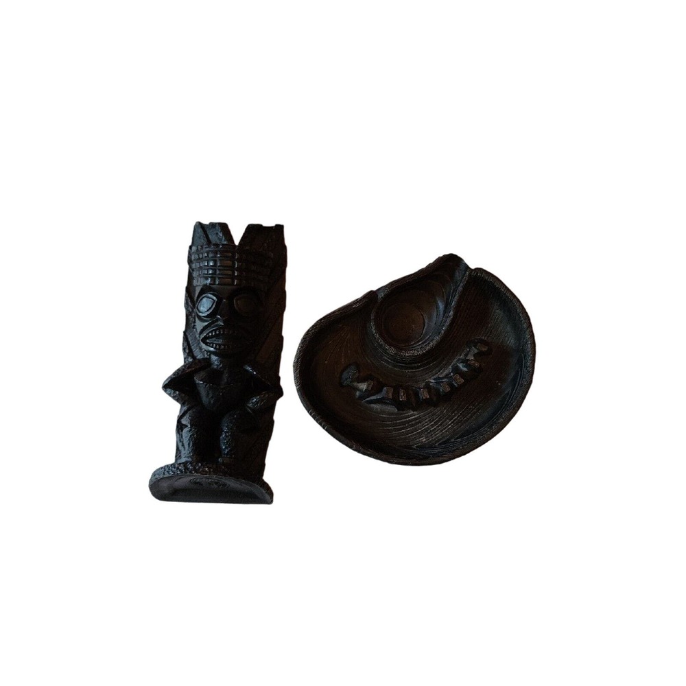 Vtg Cocojoes God Of Long Life Lava Tiki With Cigarette Pipe Tray
